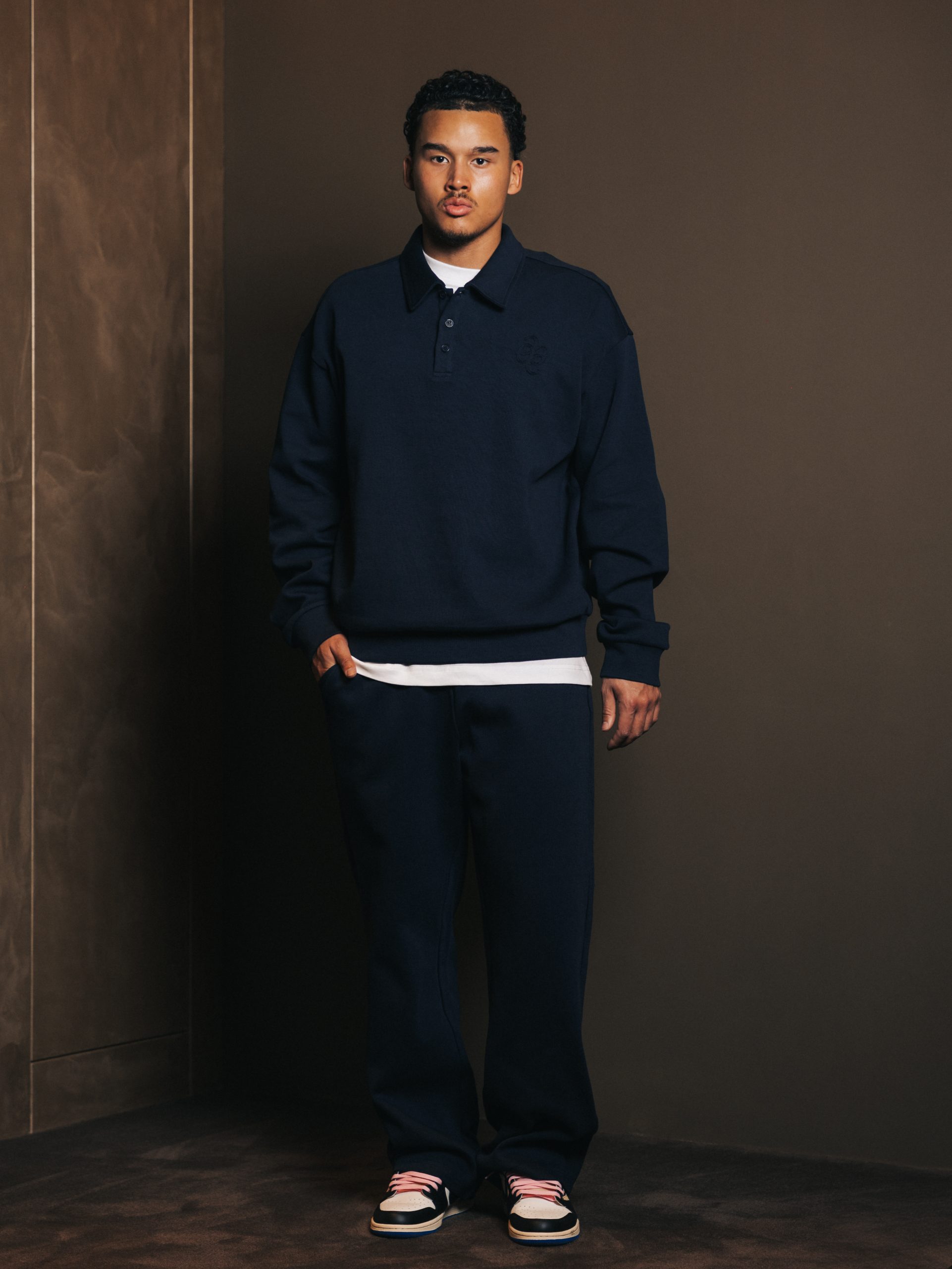 Polo button Bleu Fonce