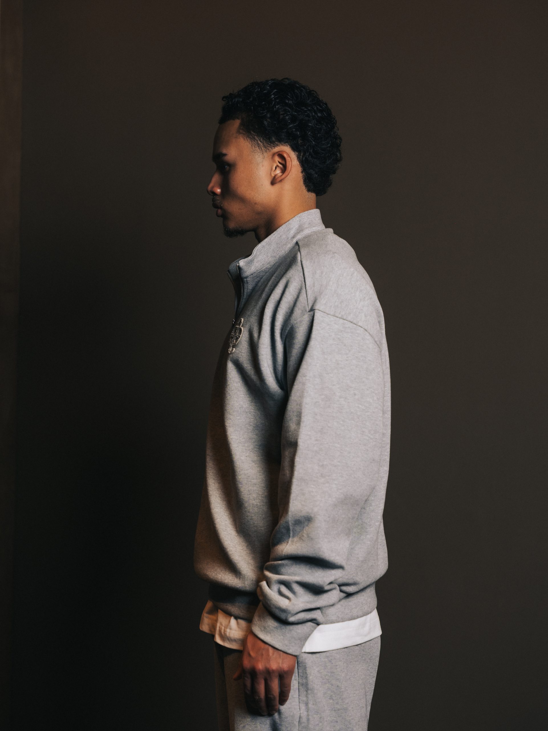 Quarter zip Gris Lumiere