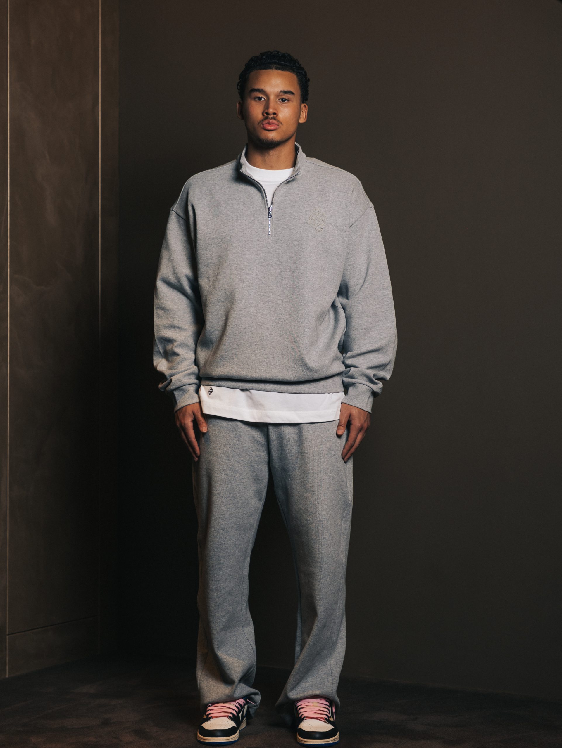 Quarter zip Gris Lumiere