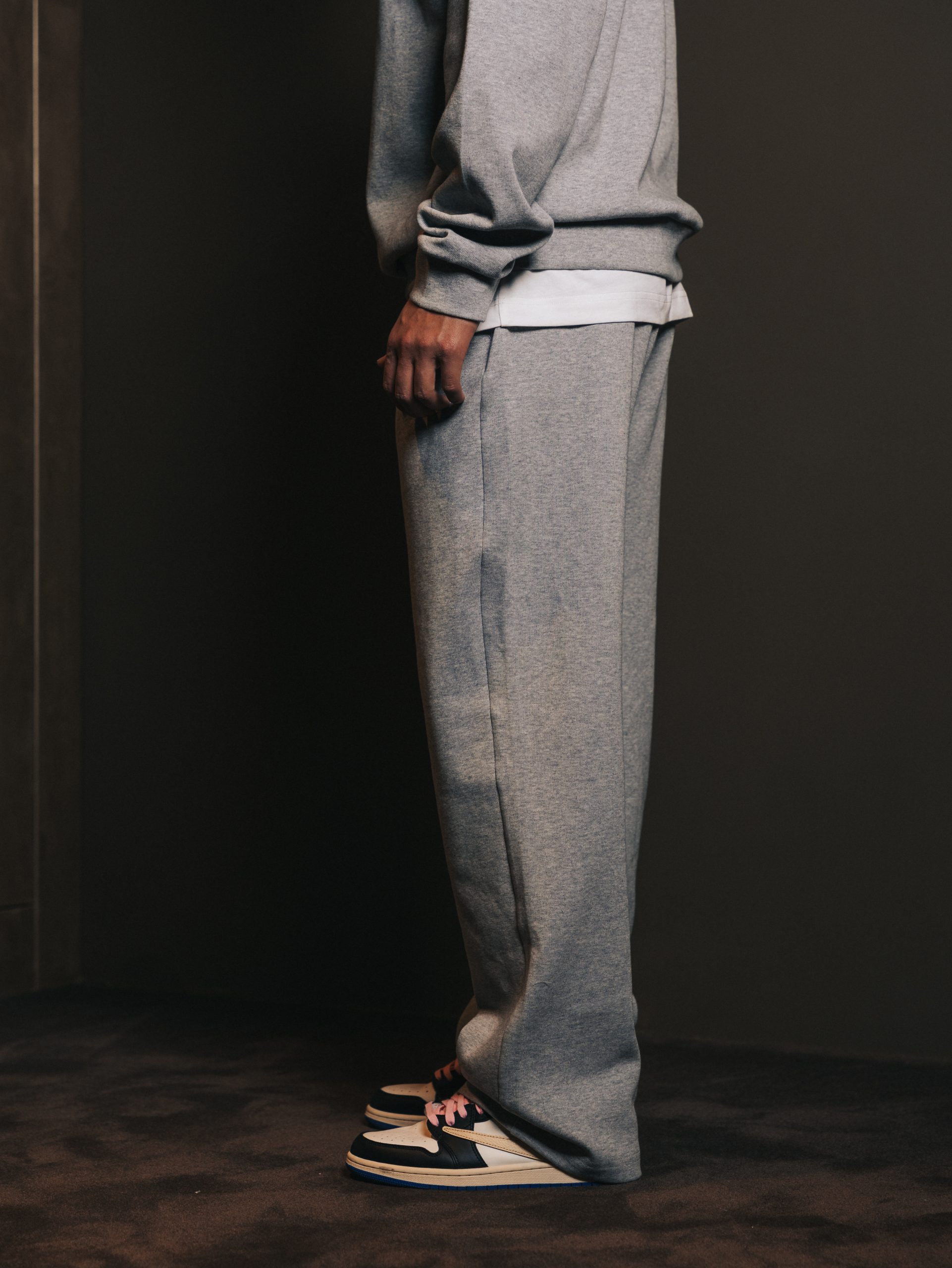 Pants wide Gris Lumiere
