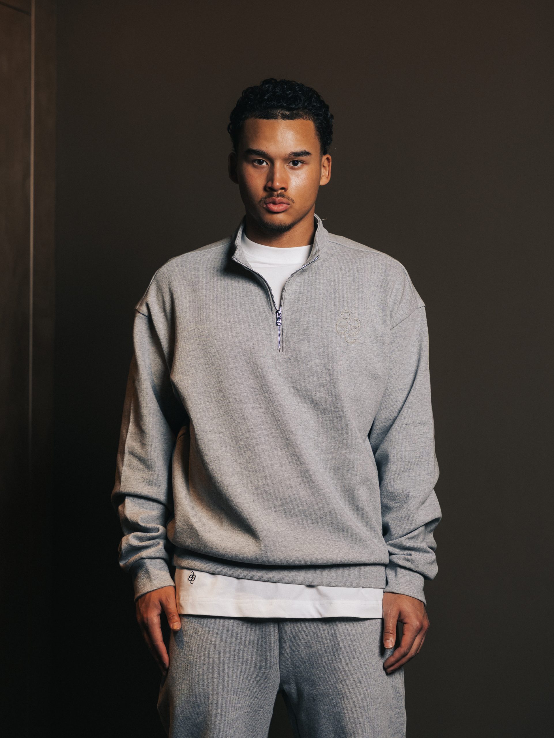 Quarter zip Gris Lumiere