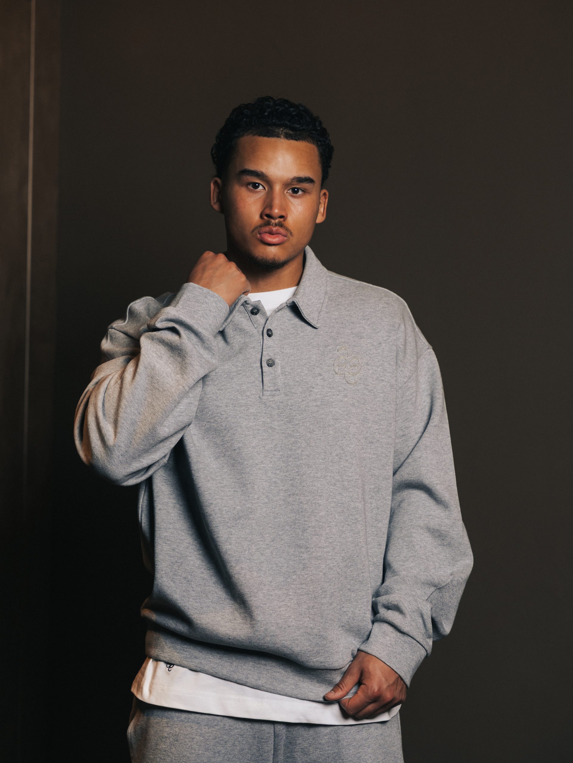 Polo button Gris Lumiere