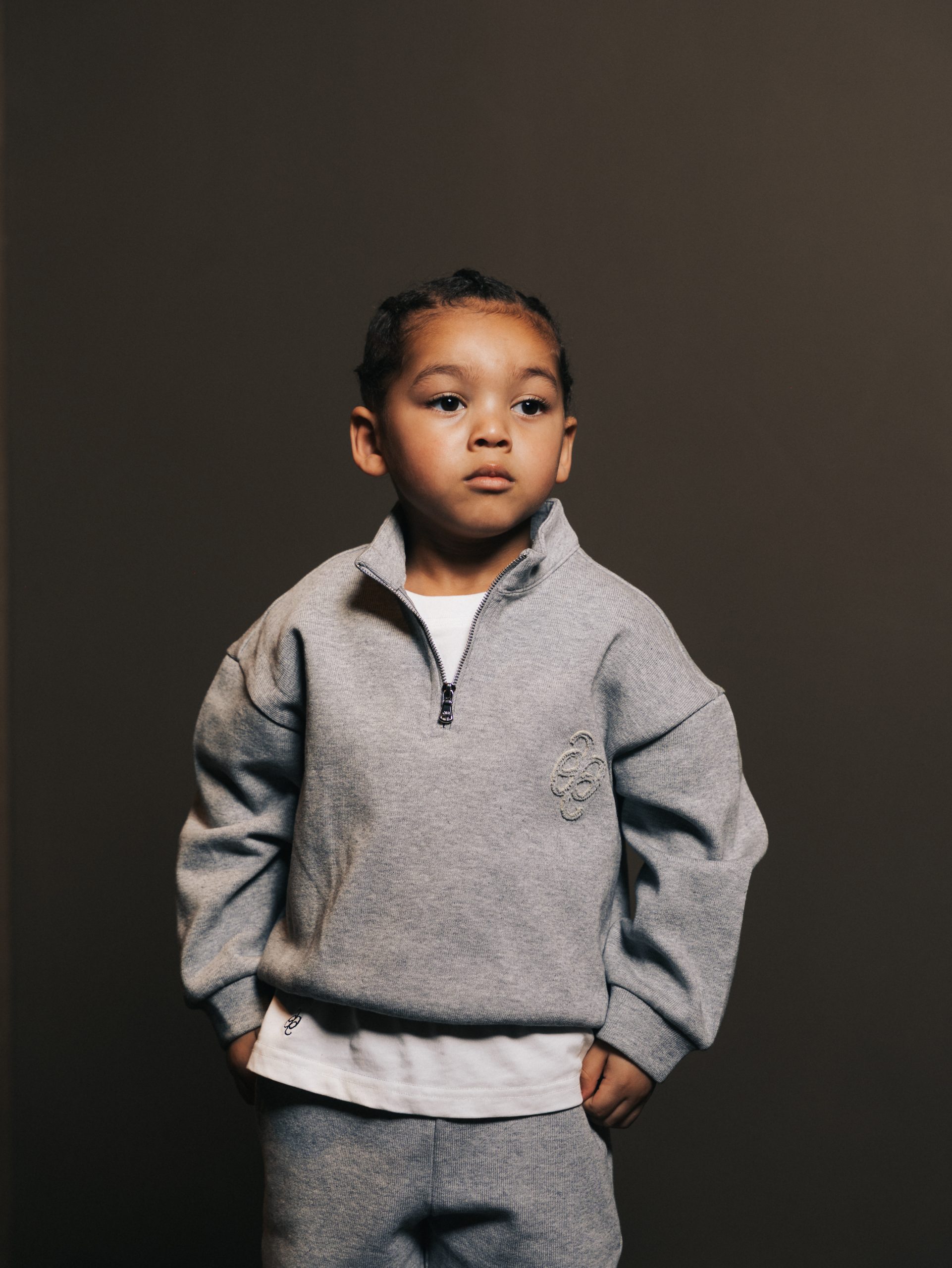 Quarter zip Gris Lumiere
