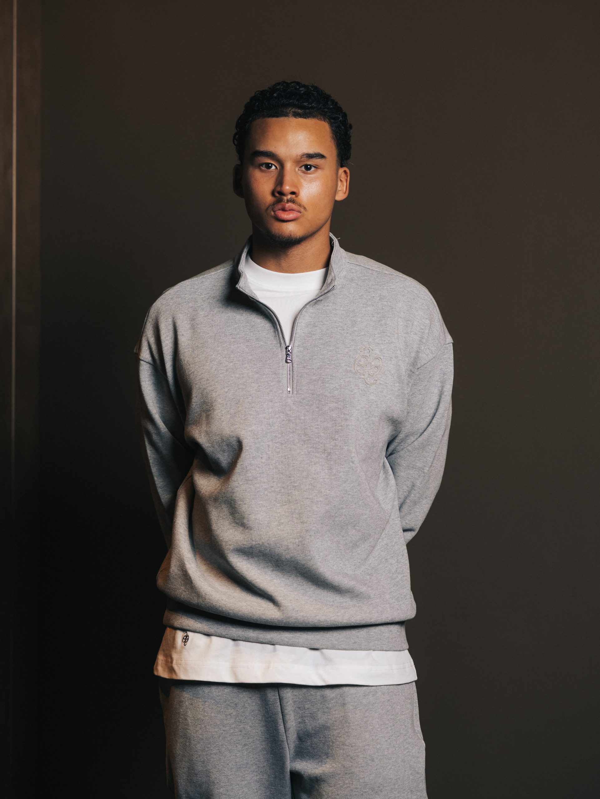 Quarter zip Gris Lumiere