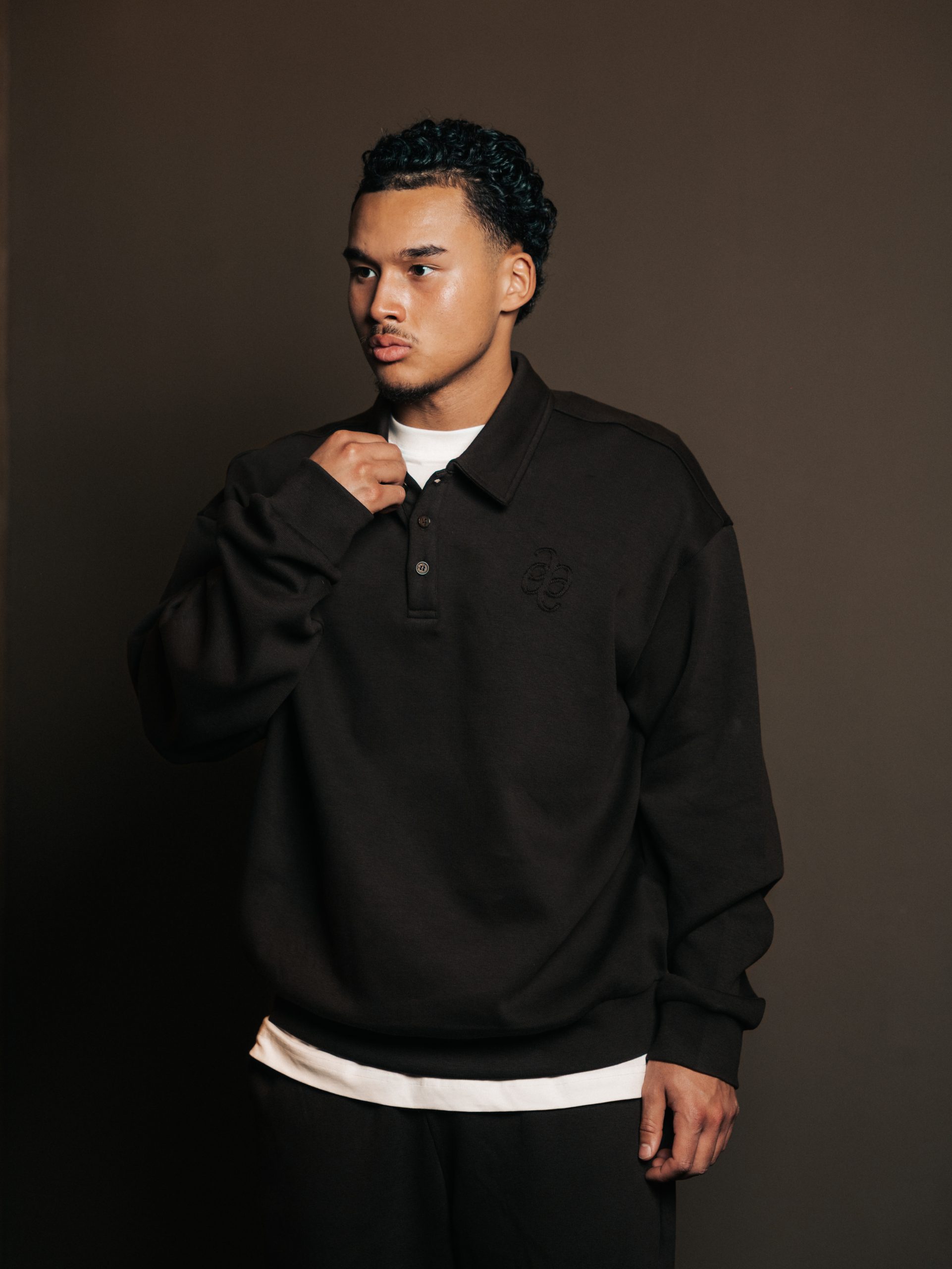 Polo button Brun Fume
