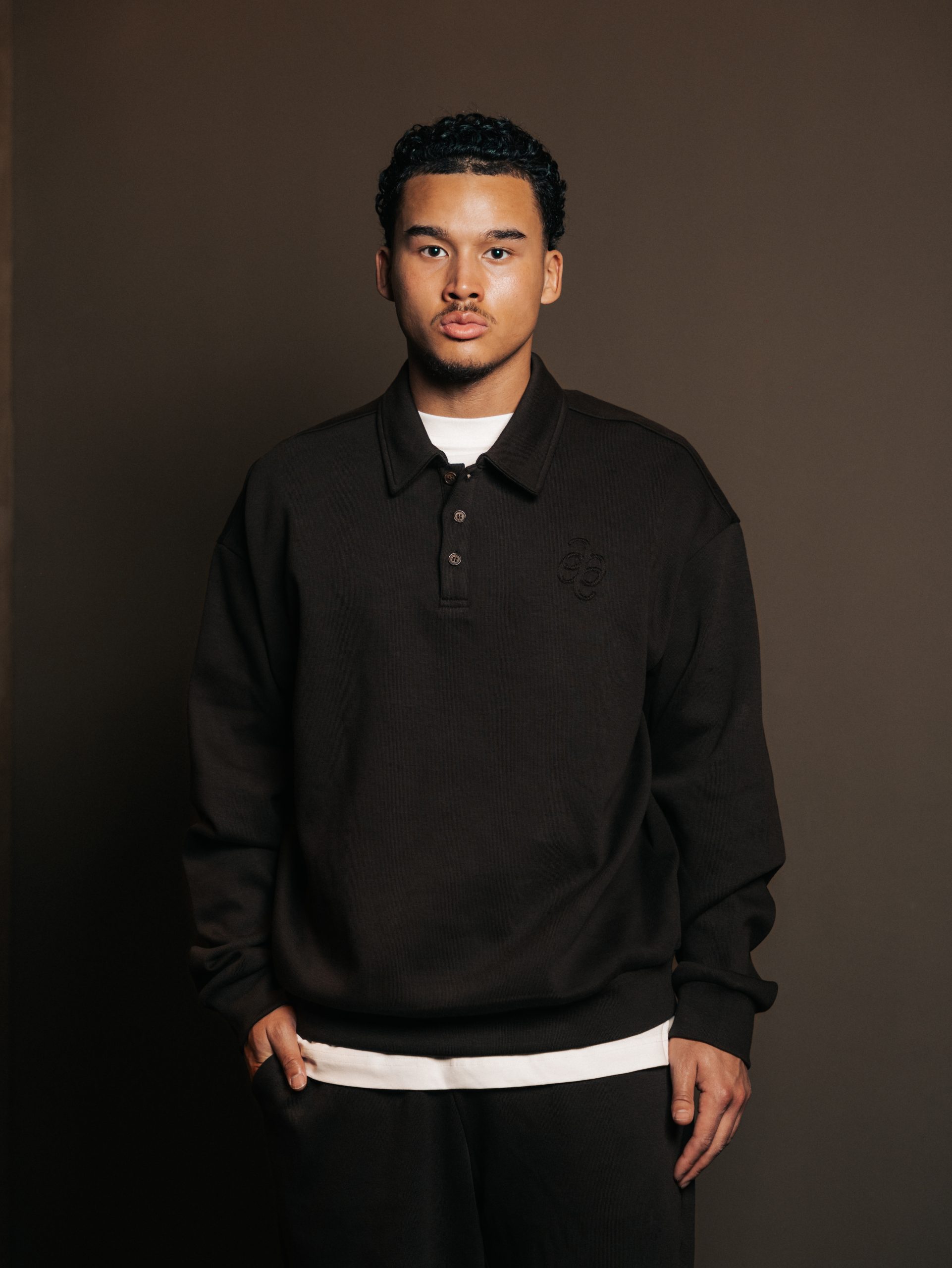 Polo button Brun Fume