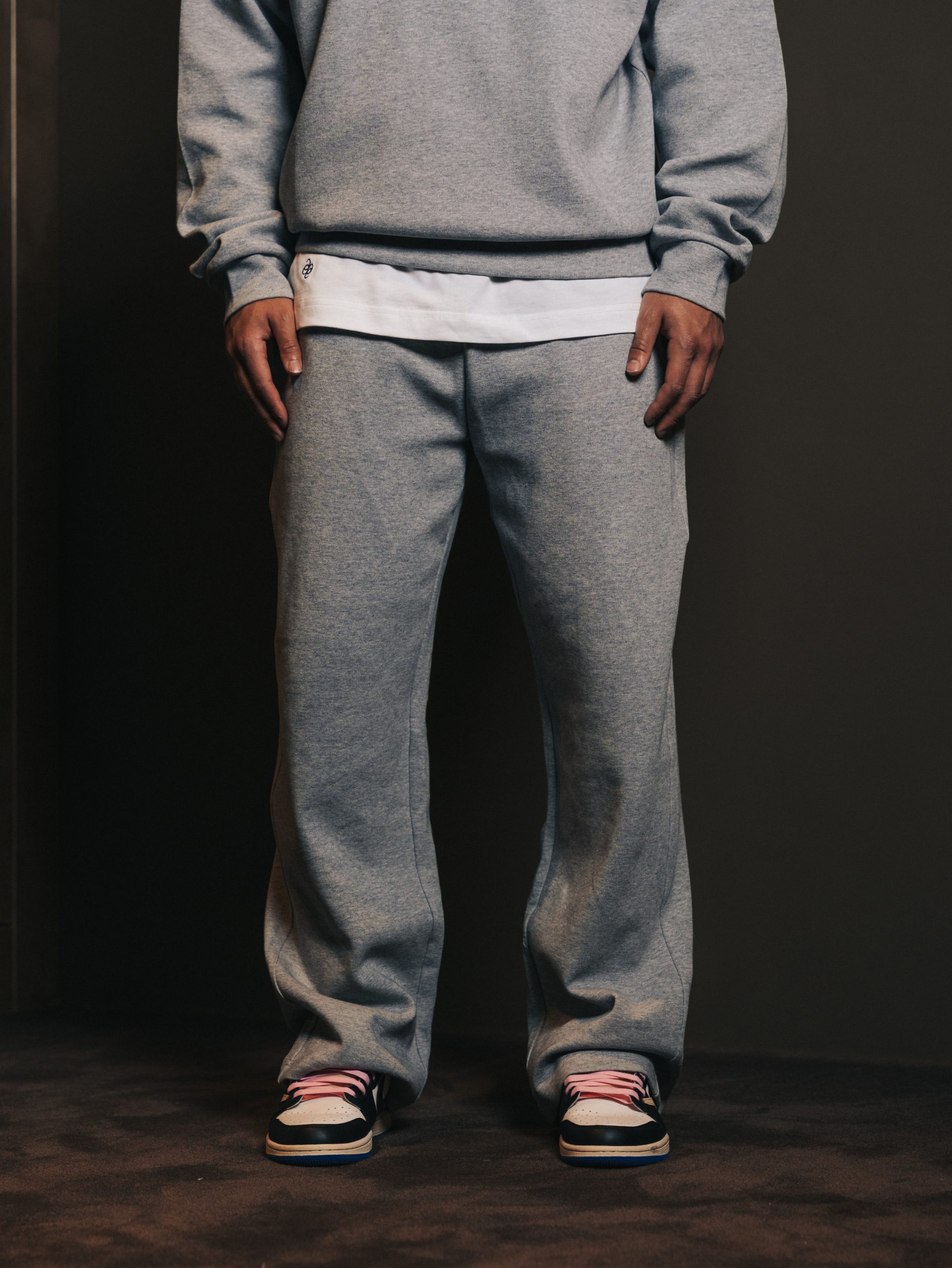 Pants wide Gris Lumiere