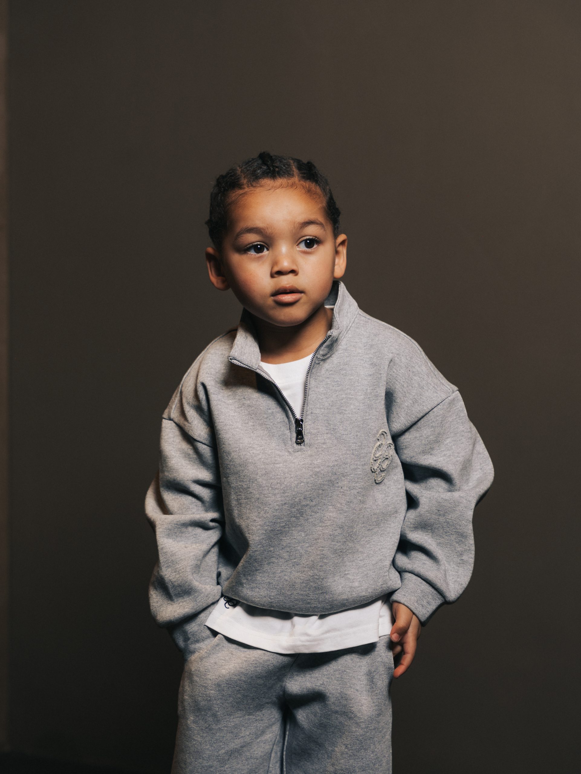 Quarter zip Gris Lumiere