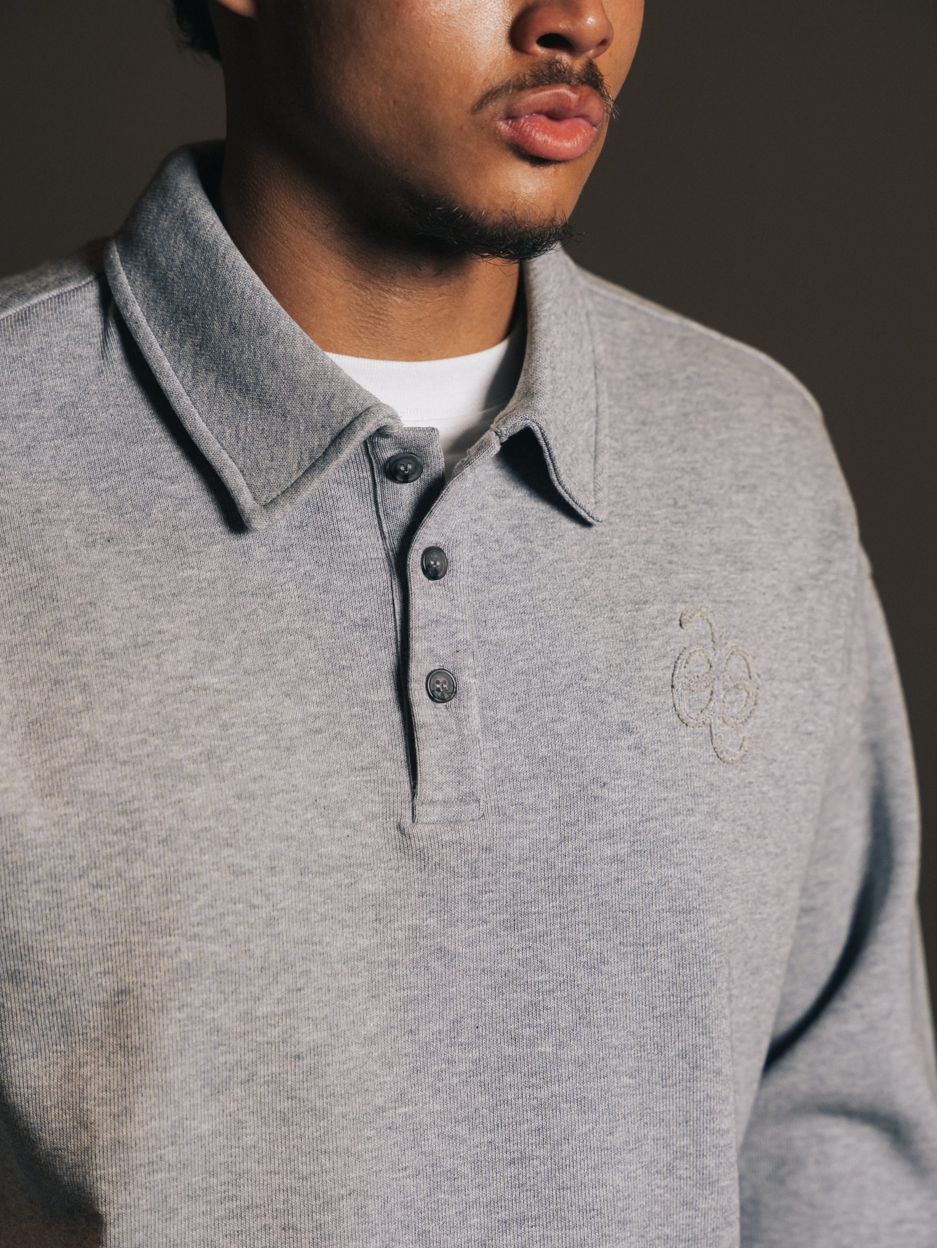 Polo button Gris Lumiere